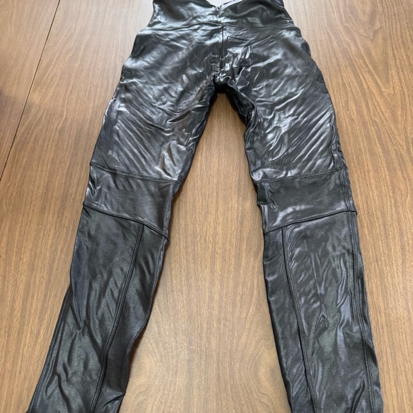 SPANX Black Faux Leather Moto Leggings - Picture 3 of 7